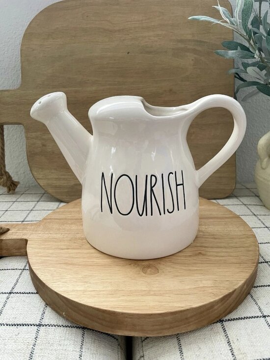 Rae Dunn Other - SALE! NWOT RAE DUNN Water Ceramic Watering Can - NOURISH (~ 6.5” H x ~5.75” d)